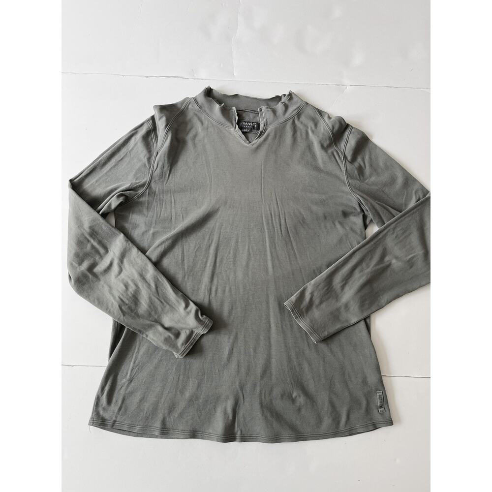 Transit Uomo Shirt Mens M Gray Long Sleeve V Neck Cotton Jersey Top Lightweight